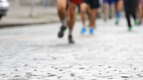 Blured of people motion marathon  running Stock Footage 69780400