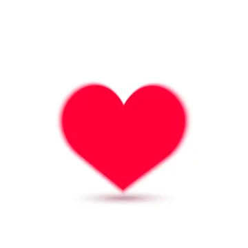 Blured red heart with soft shadow on white background for Valentine's day. Vecto Stock Illustration