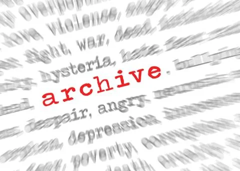 Blured text zoom effect with focus on archive Stock Photos