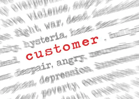 Blured text zoom effect with focus on customer Stock Photos