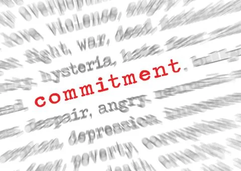 Blured text zoom effect with focus on commitment Stock Photos