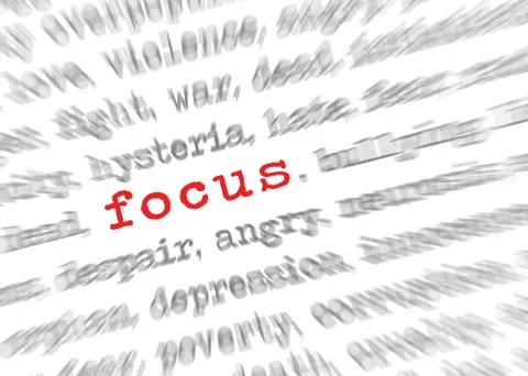 Blured text zoom effect with focus on focus Stock Photos