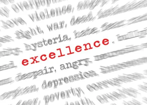 Blured text zoom effect with focus on excellence Stock Photos