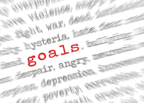 Blured text zoom effect with focus on Goals Stock Photos