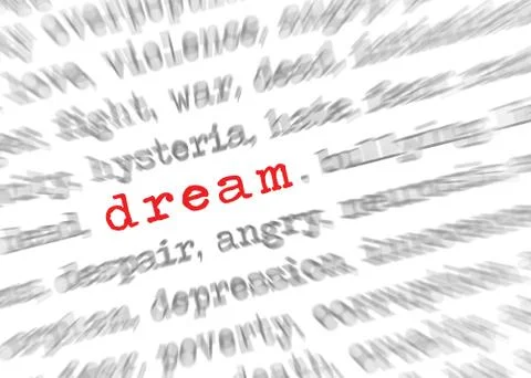 Blured text zoom effect with focus on dream Stock Photos