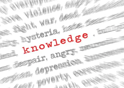 Blured text zoom effect with focus on knowledge Stock Photos