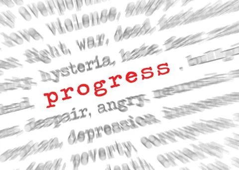 Blured text zoom effect with focus on progress Stock Photos