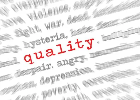 Blured text zoom effect with focus on quality Stock Photos