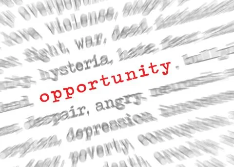 Blured text zoom effect with focus on opportunity Stock Photos