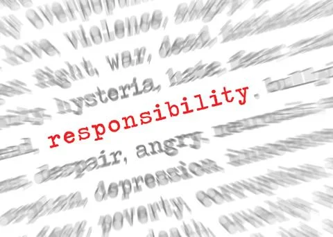 Blured text zoom effect with focus on responsibility Stock Photos