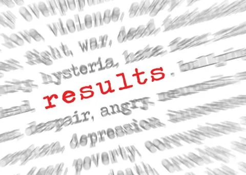 Blured text zoom effect with focus on results Stock Photos