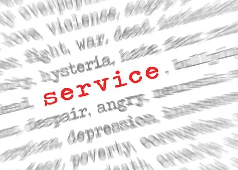 Blured text zoom effect with focus on service Stock Photos