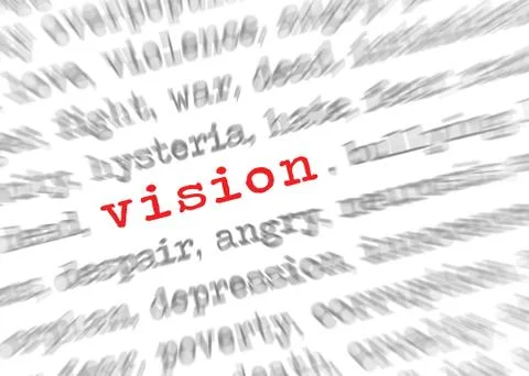 Blured text zoom effect with focus on vision Stock Photos