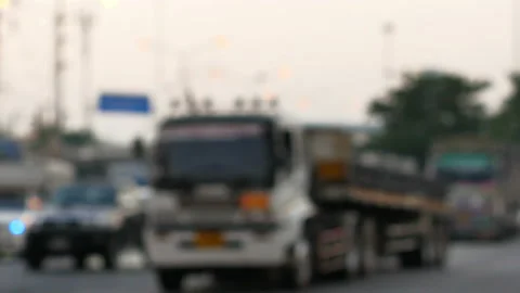 Blured traffic jam rush hour on highway of the evening city. Video stock 144911129