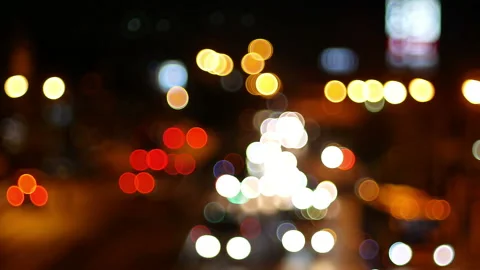 Blured traffic rush hour on highway of the night city. Stock Footage 144646594