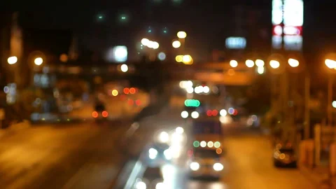 Blured traffic rush hour on highway of the night city. Stock Footage 144911062