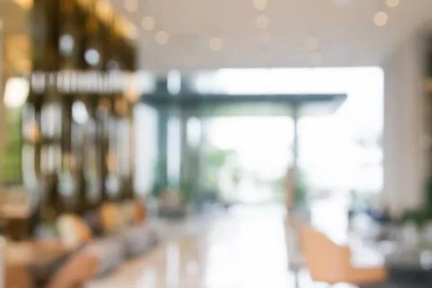 Blurred abstract background interior view inside reception hotel or modern Stock Photos