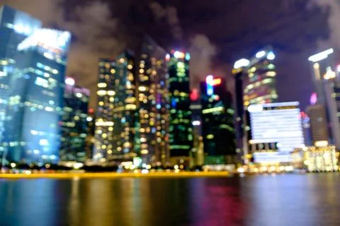 Blurred abstract background lights, beautiful cityscape view Stock Photos