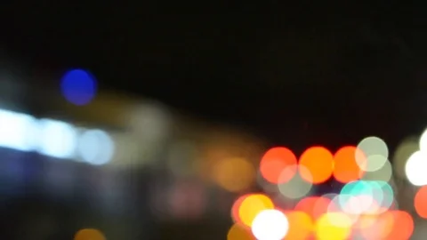 Blurred abstract traffic lights in the city at night. Police lights. Video stock 84967656