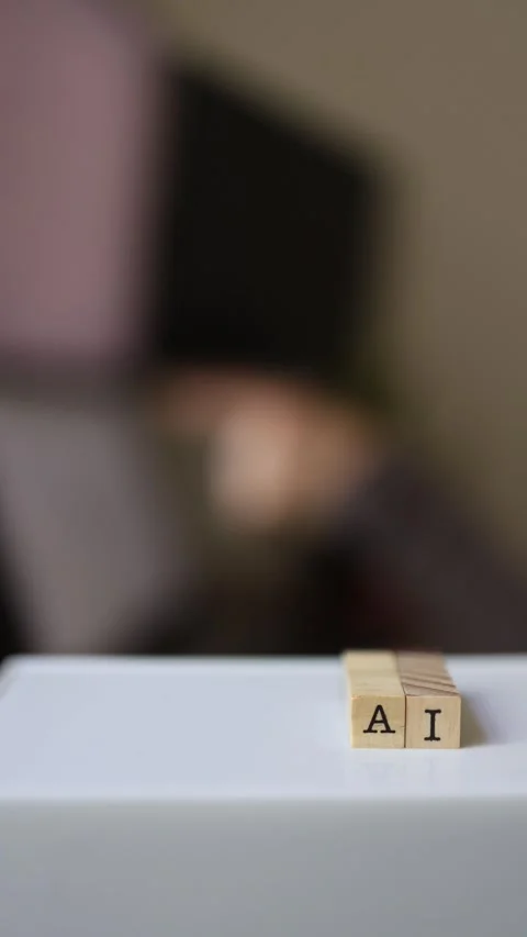 Blurred AI themed remote workspace Stock-Footage 337336770