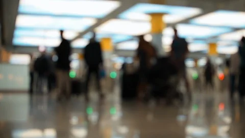 Blurred Airport Before Security Check Crowded Video stock 97193603