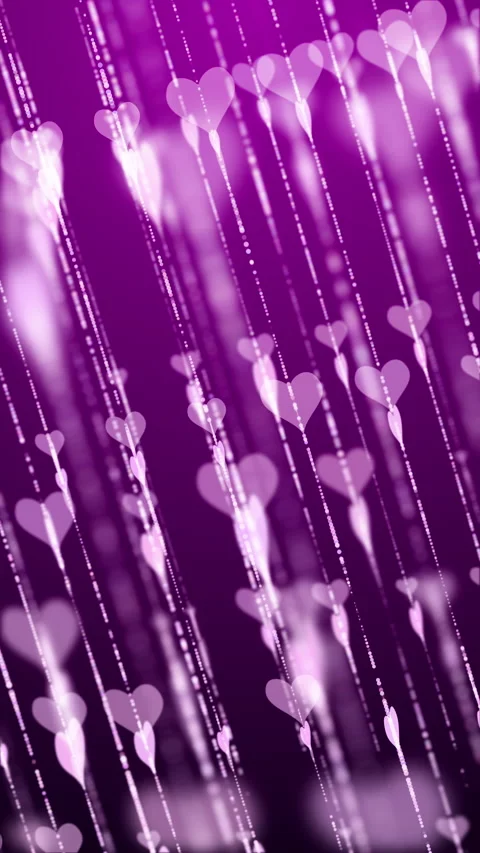 Blurred animated purple background with rotating hearts and lines with sparkling Stock Footage 300363172