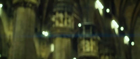 Blurred architecture background columns with stucco and sculptures, tall arched Stock Footage 254803172