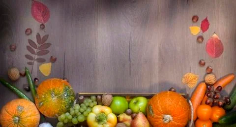 Blurred autumn composition with different vegetables Stock Photos