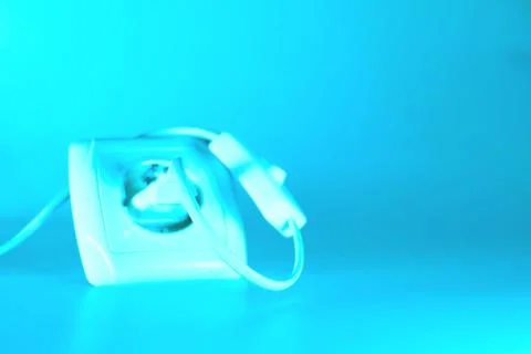 Blurred azure plug and play.Electrical sockets for connecting devices Stock Photos