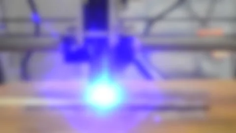 Blurred background. 3d printer laser beam burns the pattern Stock Footage 134245487