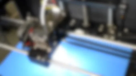 Blurred background. 3D printer print top, view from above. Stock Footage 134241307