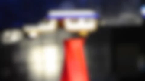 Blurred background. Automated computer printer 3D shape pours red close-up Stock Footage 137672876