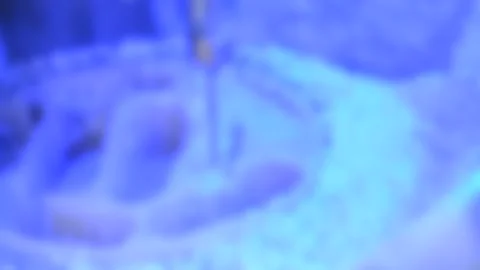 Blurred background. Automatic Process Dental Milling Machine Carving Stock Footage 135981927