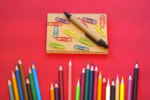 Blurred background of Back To School. Top View Flat Lay, Stock Photos