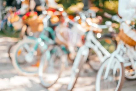 Blurred background of bicycles Stock Photos