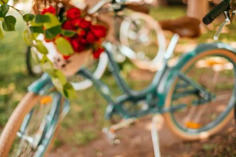 Blurred background of bicycles Stock Photos