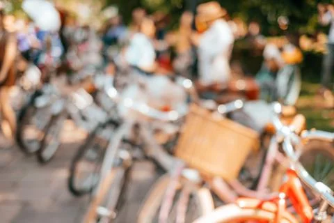 Blurred background of bicycles Stock Photos
