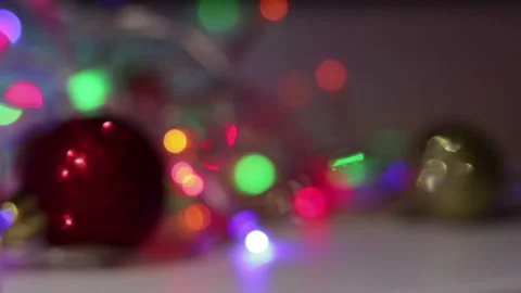 Blurred background with blinking christmas lights Stock Footage 118203428