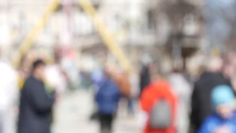 Blurred background. Blurred people walking through a city street Stock Footage 88345297