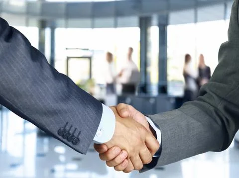 Blurred background of a bright and spacious modern office Stock Photos