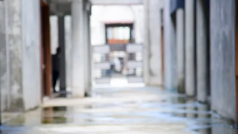 Blurred background bright shopping mall Silver gray lighting. defocused store li Stock-Footage 265931604
