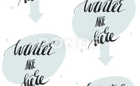 Blurred background with burning fire on snow and drawn with chalk text winter is Stock Illustration