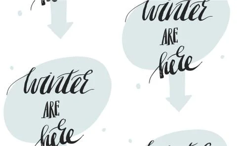 Blurred background with burning fire on snow and drawn with chalk text winter is Stock Illustration