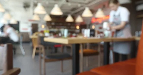 Blurred background of coffee shop or cafe restaurant Stock Footage 92006941