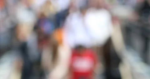 Blurred background of commuters walking down steps at rush hour Stock Footage 108651636