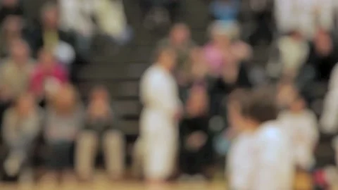 Blurred background crowd at a karate competition. Stock Footage 132728642