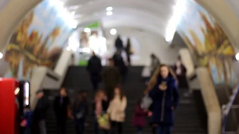 Blurred background crowd of walking people Stock Footage 83378546
