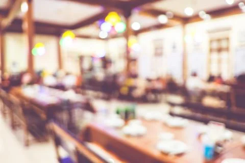 Blurred background : Customer at restaurant blur background with bokeh,vintag Foto stock
