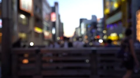 Blurred background of Dotonbori Area Shopping Street. slow motion Stock Footage 125164310