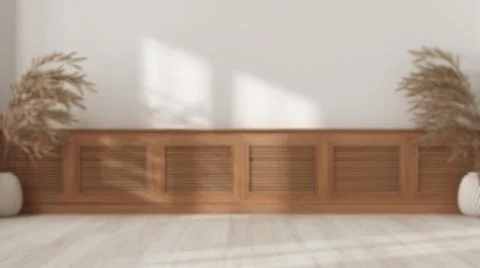 Blurred background, empty room interior design, wooden table top, panel with  イラスト素材